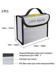 Bolsa de Seguridad Lipo IANDAIROK 185x75x150mm 2PCS 2
