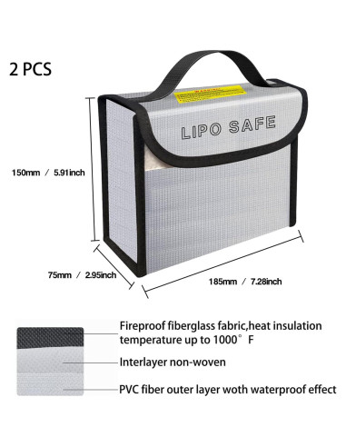 Bolsa de Seguridad Lipo IANDAIROK 185x75x150mm 2PCS