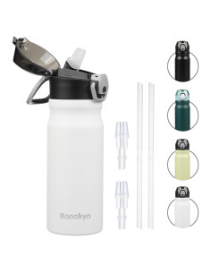 Botella de Agua Aislada Konokyo 18 oz Acero Inoxidable Blanca
