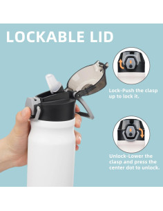 Botella de Agua Aislada Konokyo 18 oz Acero Inoxidable Blanca 2