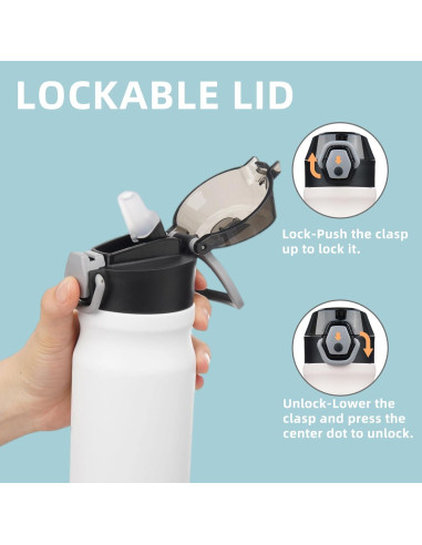 Botella de Agua Aislada Konokyo 18 oz Acero Inoxidable Blanca