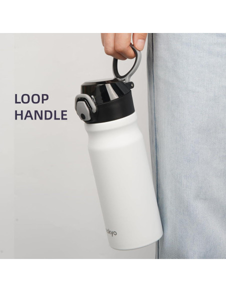 Botella de Agua Aislada Konokyo 18 oz Acero Inoxidable Blanca