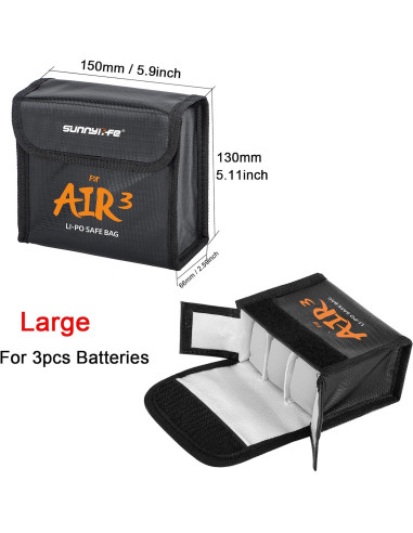 Bolsa de Seguridad Lipo DJI Air 3 - Grande para 3 Baterías