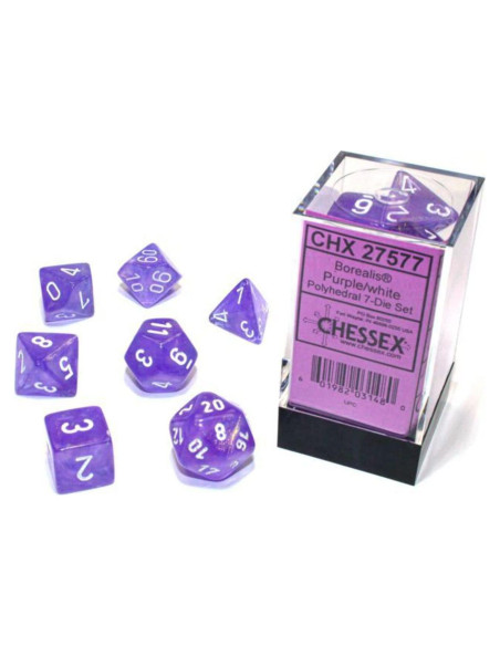 Juego de Dados DND Chessex 7 Poliedricos Luminosos 16mm