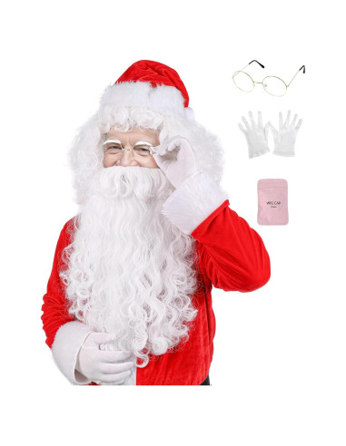 Conjunto de Barba y Peluca de Santa Claus MUPUL Blanco