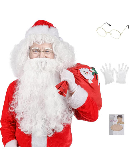 Conjunto de Barba y Peluca de Santa Claus MUPUL Blanco