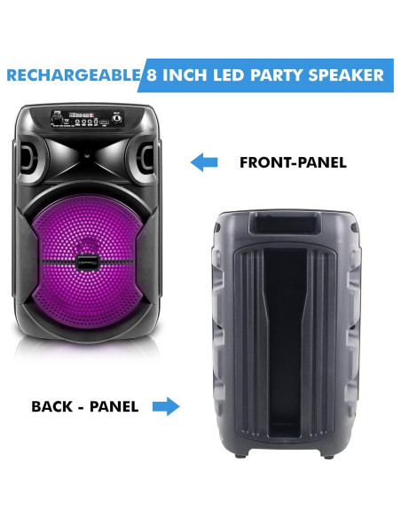 Altavoz Bluetooth Technical Pro 8" 1000W con Ventilador LED