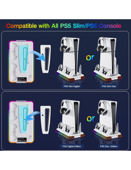 Estación de Enfriamiento y Carga PS5 LHFDIAN con RGB