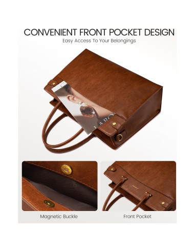Bolsa Tote LOVEVOOK para Laptop 15.6" Cuero Marrón