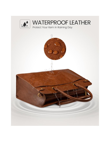 Bolsa Tote LOVEVOOK para Laptop 15.6" Cuero Marrón