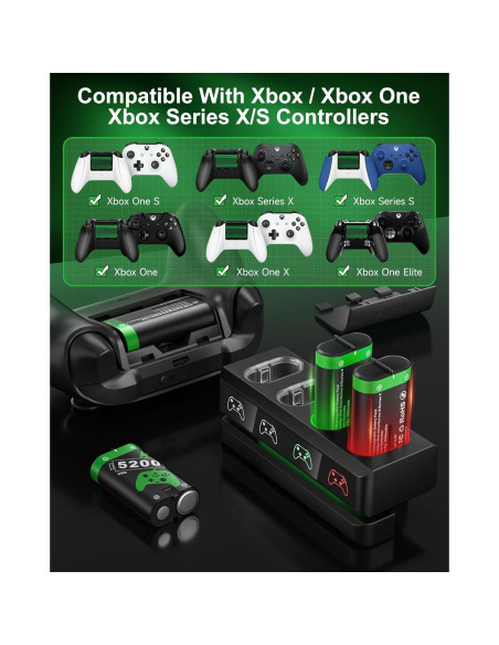 Paquete de Batería Recargable Honghao para Xbox 4x5200mAh