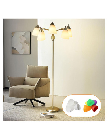 Lámpara de Pie DINGLILIGHTING 5 Luces Dorada Ajustable