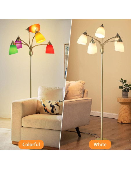 Lámpara de Pie DINGLILIGHTING 5 Luces Dorada Ajustable