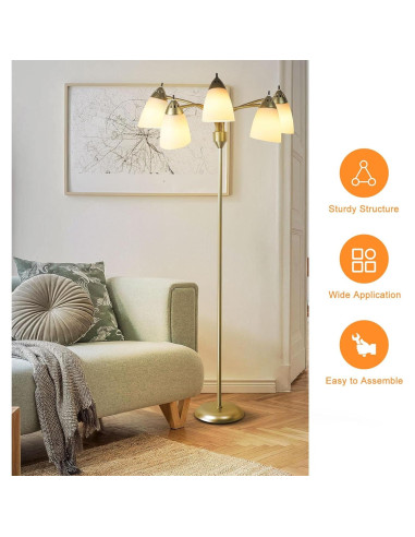 Lámpara de Pie DINGLILIGHTING 5 Luces Dorada Ajustable