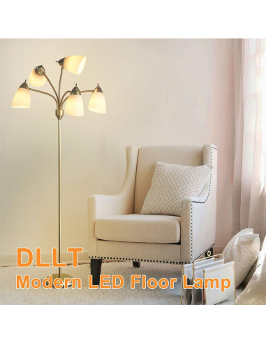 Lámpara de Pie DINGLILIGHTING 5 Luces Dorada Ajustable