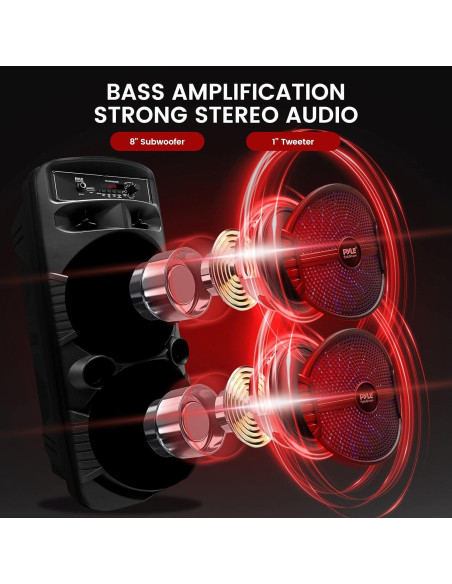 Altavoz PA Bluetooth Pyle PPHP2835B 600W con Subwoofer 8"