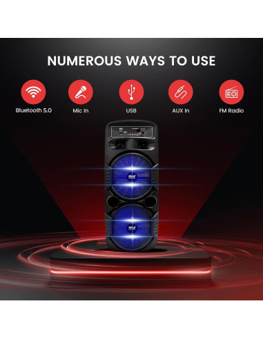 Altavoz PA Bluetooth Pyle PPHP2835B 600W con Subwoofer 8"