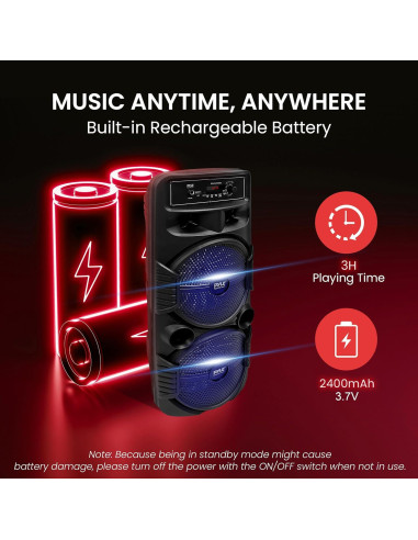 Altavoz PA Bluetooth Pyle PPHP2835B 600W con Subwoofer 8"