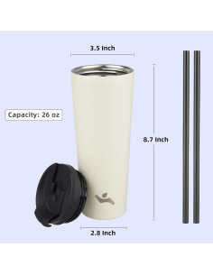 Taza Aislada Konokyo 26 Oz Acero Inoxidable Blanco Ángel 2