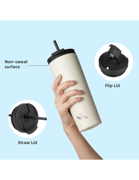 Taza Aislada Konokyo 26 Oz Acero Inoxidable Blanco Ángel