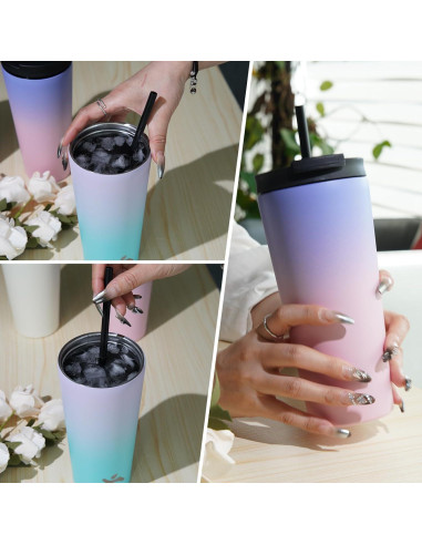 Taza Aislada Konokyo 26 Oz Acero Inoxidable Blanco Ángel