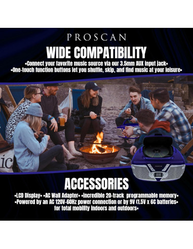 Boombox Retro Proscan CD Portátil AM/FM AUX 1.31 kg