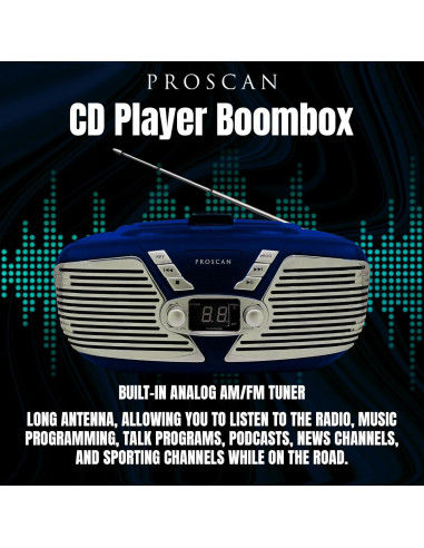 Boombox Retro Proscan CD Portátil AM/FM AUX 1.31 kg