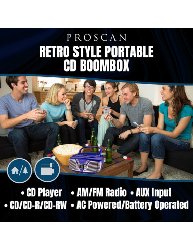 Boombox Retro Proscan CD Portátil AM/FM AUX 1.31 kg