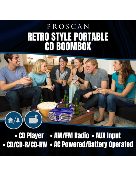 Boombox Retro Proscan CD Portátil AM/FM AUX 1.31 kg