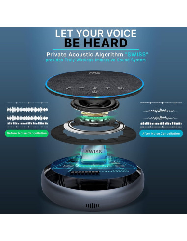 Altavoz de Conferencia Pyle BT Inalámbrico 10m USB-C y AUX