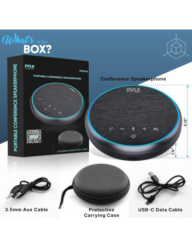 Altavoz de Conferencia Pyle BT Inalámbrico 10m USB-C y AUX