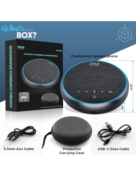 Altavoz de Conferencia Pyle BT Inalámbrico 10m USB-C y AUX