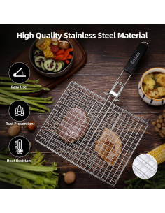 Cesta de Parrilla EISINLY Acero Inoxidable 30x15 cm con Mango 2