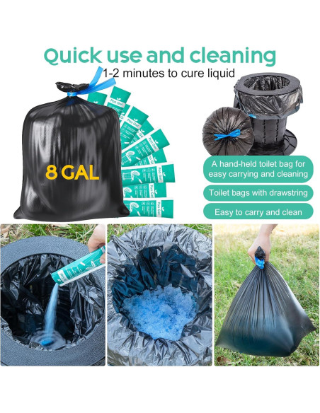 30 Bolsas de Inodoro Portátil Pakimi 8 Galones Camping