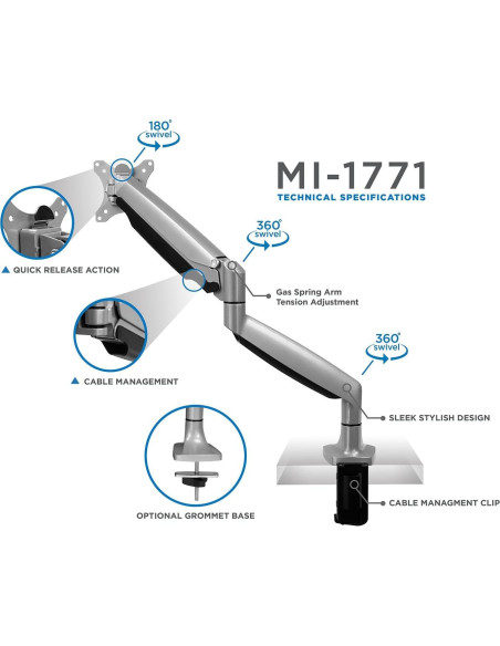 Soporte Monitor Mount-It! MI-1771 Ajustable 9,07 kg