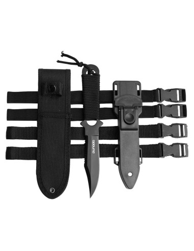 Cuchillo de Buceo Punada Negro con Funda y Correajes