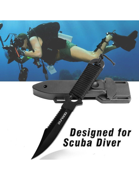 Cuchillo de Buceo Punada Negro con Funda y Correajes