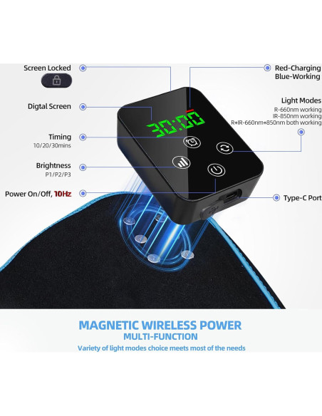 Cinturón Terapia Luz Roja Feangli Inalámbrico Alivio Dolor