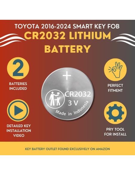Batería CR2032 2-Pack - Reemplazo para llavero Toyota
