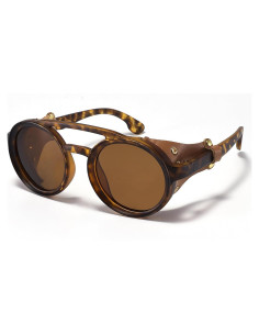Gafas de sol Steampunk polarizadas con escudo de cuero 52mm
