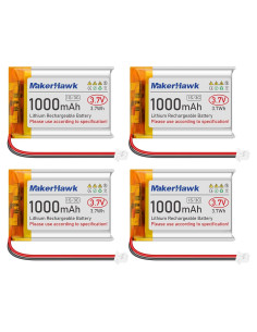 Batería LiPo 3.7V 1000mAh MakerHawk 4 Pcs con Conector