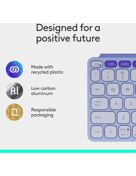 Teclado Bluetooth Logitech Keys-To-Go 2 Ultra Portátil Lila
