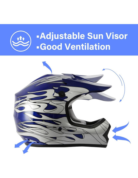 Casco de Motocross TCT-MOTORPARTS Pequeño Llama Azul