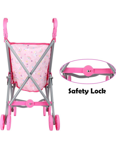 Carrito de Muñecas Colección de Sueños Rosa 58 cm Metal