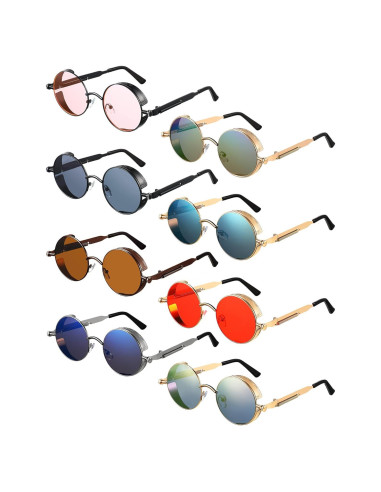 8 Gafas Steampunk Retro Redondas Coume para Hombres y Mujeres