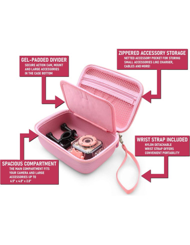 Funda de Viaje CASEMATIX para Cámara de Acción Rosa