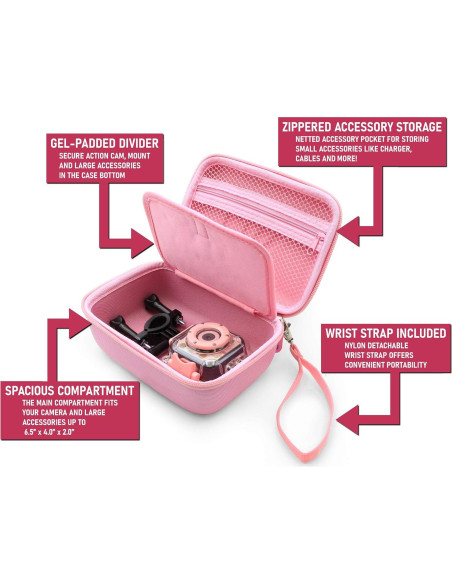 Funda de Viaje CASEMATIX para Cámara de Acción Rosa