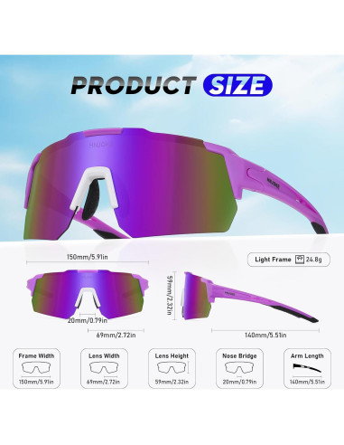 Gafas de Sol Polarizadas UV400 para Ciclismo y Correr - Púrpura