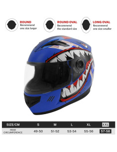 Casco de Motocicleta TCT-MOTORPARTS para Jóvenes Azul XXL 2