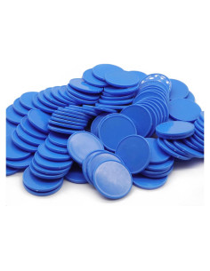 Juego de 100 Fichas de Plástico Azul Real 25 mm para Aprendizaje